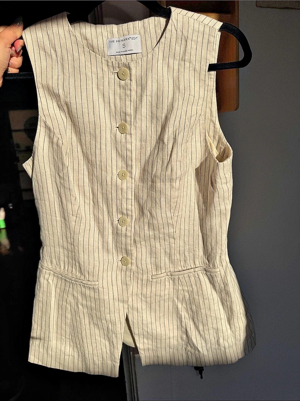 The Primark Edit Striped Vest in Cream & Black Size Small
